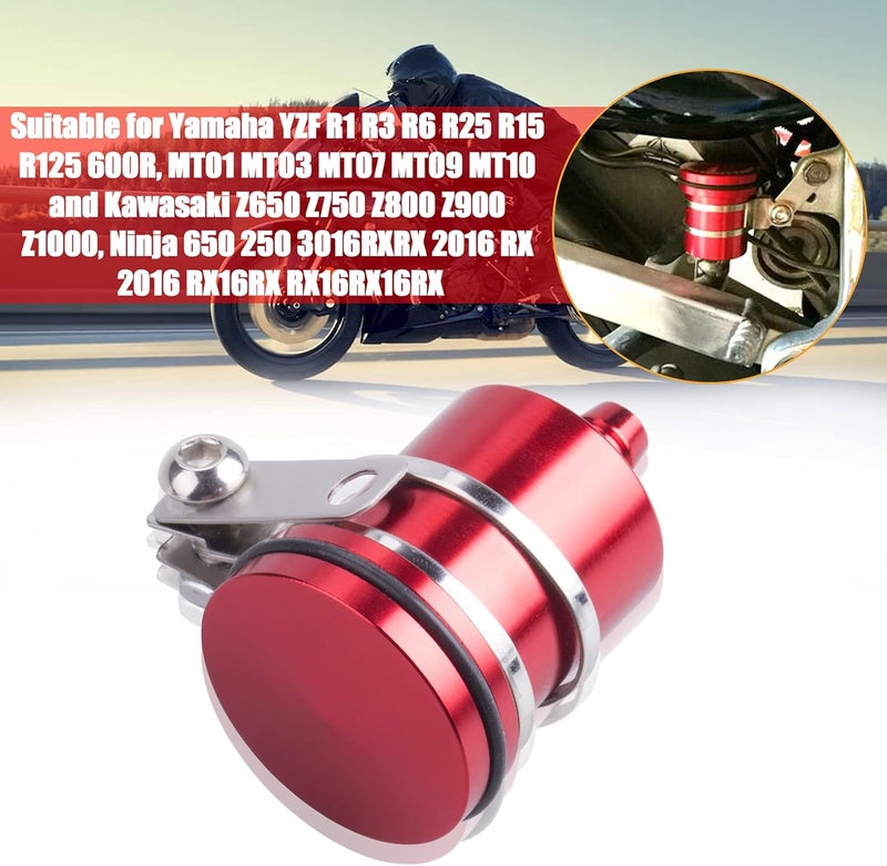 MRELC Universal Motorcycle Aluminum Brake Fluid Reservoir Oil Cup Fit For Yamaha Kawasaki Honda Suzuki BMW and more (Red) - Image 5